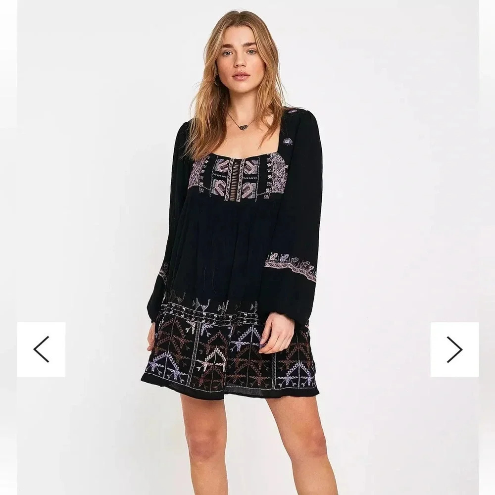 Free People Rhiannon Embroidered Mini Dress
